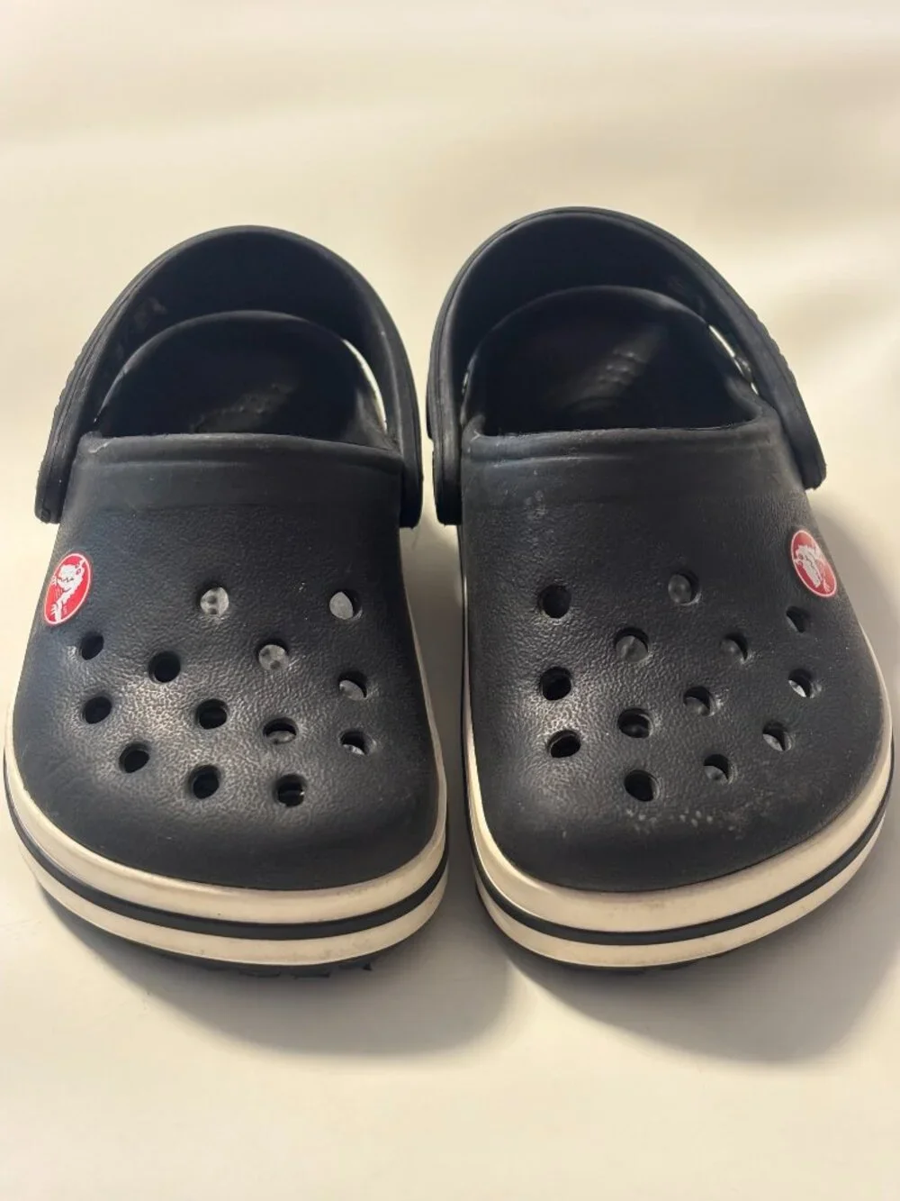 CROCS Baby Clogs Black and White - Size 4/5